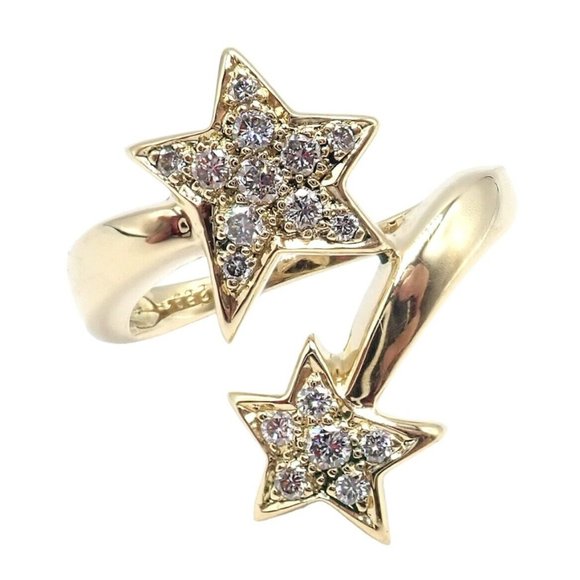 CHANEL Jewelry - Chanel Comete 18k Yellow Gold Diamond Cocktail Stars Ring Sz 6.5